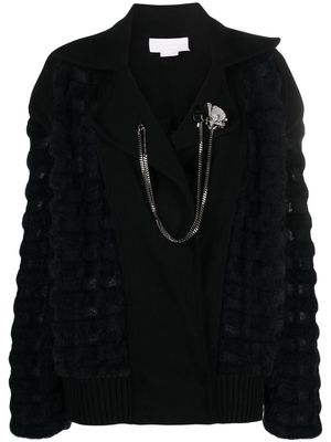 Genny brooch-detail wool jacket - Black