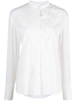 Genny chevron-pattern satin shirt - White