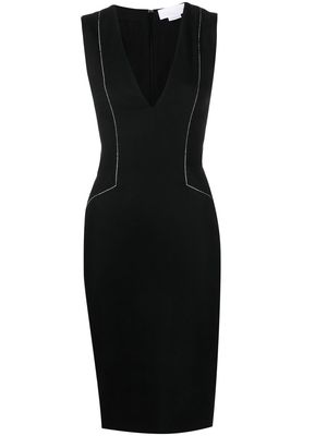 Genny contrast-stitching midi dress - Black