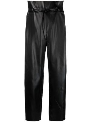 Genny cropped paperbag-waist trousers - Black