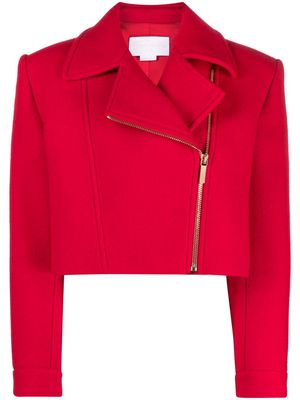 Genny cropped virgin wool-blend jacket - Red