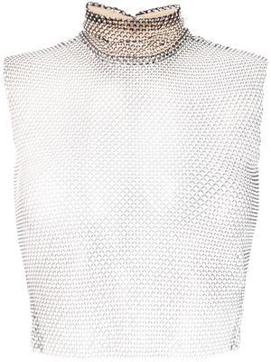 Genny crystal-embellished chainmail-effect tank top - Black