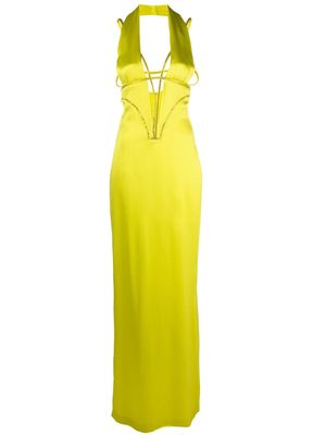 Genny crystal-embellished maxi dress - Yellow