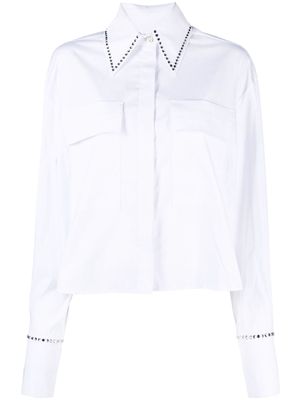 Genny crystal-embellished pointed-collar shirt - White