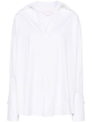 Genny crystal-embellished poplin blouse - White