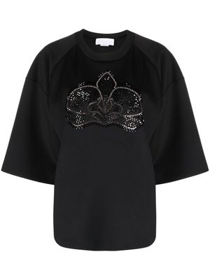 Genny crystal-embellished short-sleeved T-shirt - Black