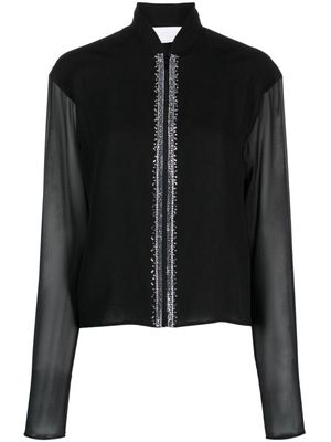 Genny crystal-embellished silk top - Black