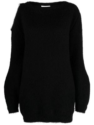 Genny crystal-embellished wool-blend minidress - Black