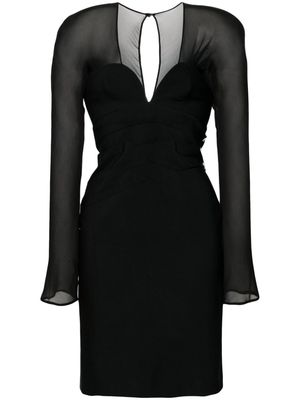 Genny crystal-embellishment rear-slit dress - Black
