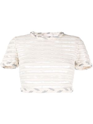 Genny cut out-detail cropped knitted top - Neutrals