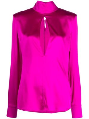Genny cut out-detail high neck blouse - Pink