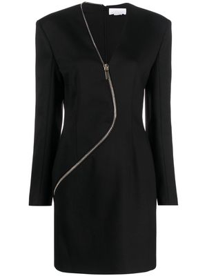 Genny decorative-zip long-sleeve minidress - Black