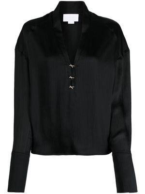 Genny embellished-buttons V-neck blouse - Black