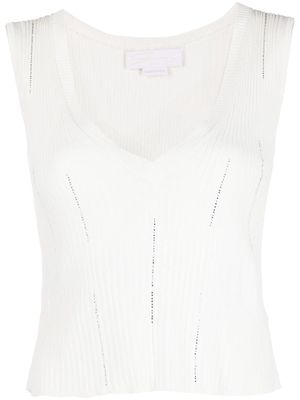 Genny embellished rib vest - White