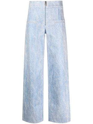 Genny exposed-zip wide-leg trousers - Blue