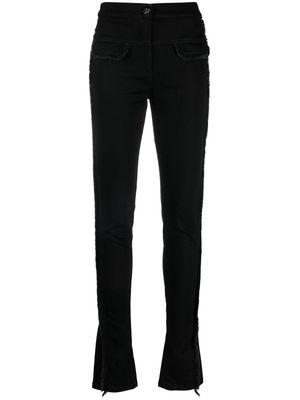 Genny faux-pockets frayed skinny trousers - Black