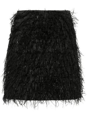 Genny feather-detail high-waisted miniskirt - Black