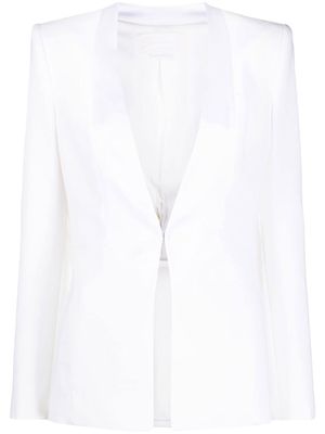 Genny fitted collarless blazer - White