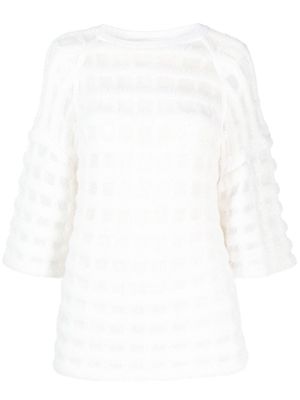 Genny fleece-texture wool knitted top - White