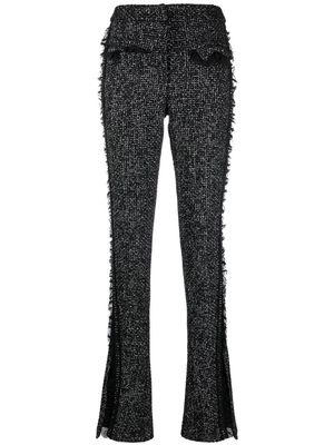 Genny frayed high-waisted trousers - Black