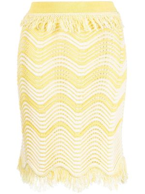 Genny fringe-detail knitted skirt - Yellow