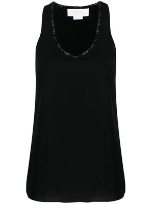 Genny fringe-detail vest top - Black