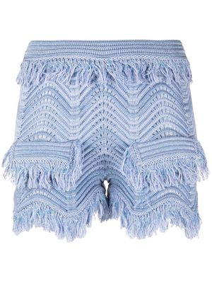 Genny knitted frayed shorts - Purple