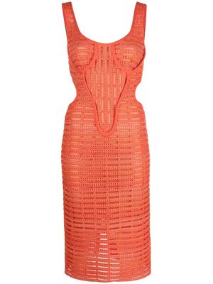 Genny laser-cut midi dress - Orange