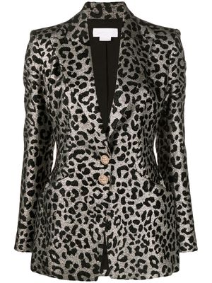 Genny leopard-jacquard single-breasted blazer - Silver