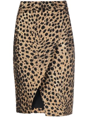 Genny leopard-print asymmetric-skirt - Yellow