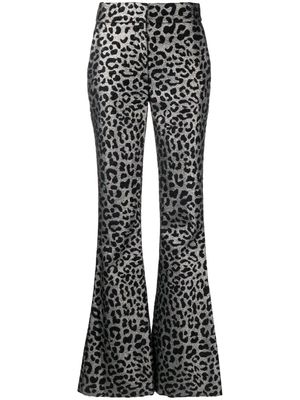 Genny leopard-print flared trousers - Black