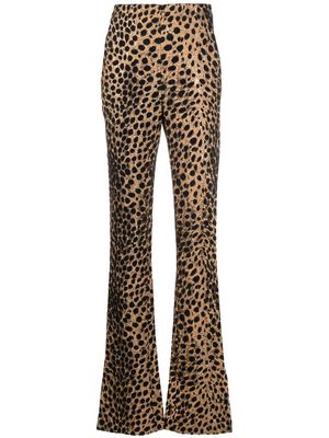 Genny leopard-print flared trousers - Yellow