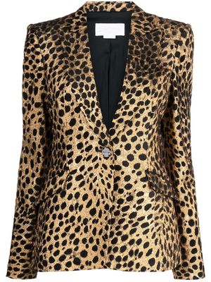 Genny leopard-print single-breasted blazer - Black