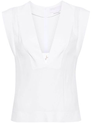 Genny logo-embellished sleeveless blouse - White