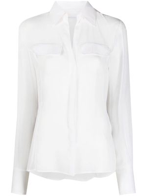 Genny long-sleeve silk shirt - White