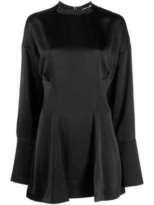 Genny long-sleeved satin blouse - Black