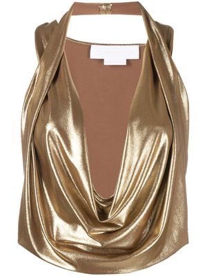 Genny metallic cowl-neck top - Gold