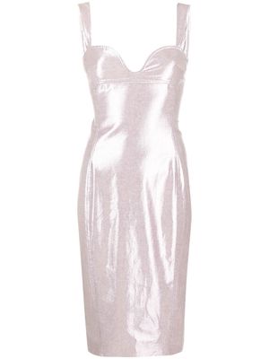 Genny metallic-effect fitted dress - Pink