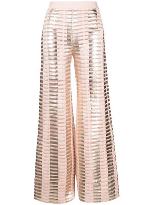 Genny metallic-finish flared trousers - Pink