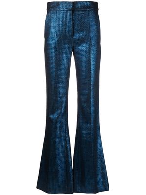Genny metallic-threading flared trousers - Blue
