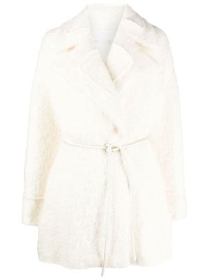 Genny Mohair belted jacket - White