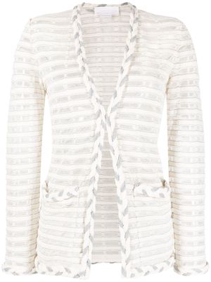 Genny open-knit mesh-lining cardigan - White