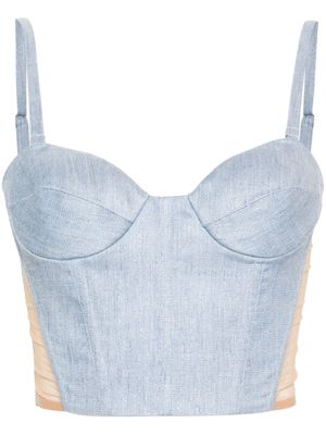 Genny panelled cropped bustier top - Blue