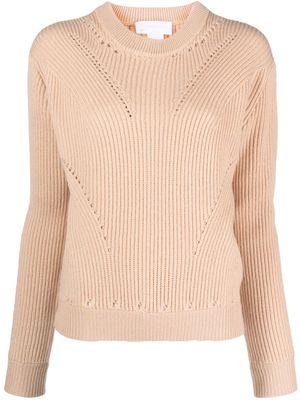 Genny perforated-detail wool jumper - Neutrals