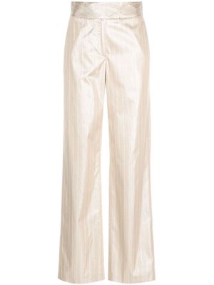 Genny pinstripe-pattern wide-leg trousers - Gold