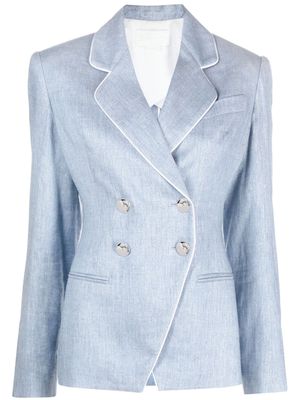 Genny pipe-trimmed double-breasted blazer - Blue
