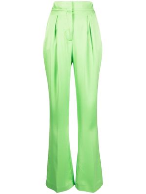 Genny pleat-detail flared trousers - Green