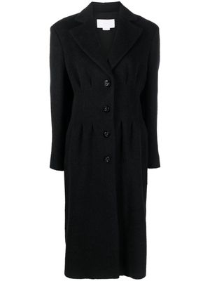 Genny pleat-detail single breasted coat - Black