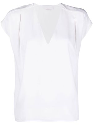 Genny pleat-detail V-neck blouse - White