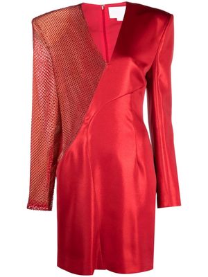 Genny rhinestone-embellished asymmetric mini dress - Red